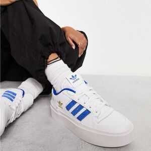 Adidas White and Blue platform Sneakers - size 8.5